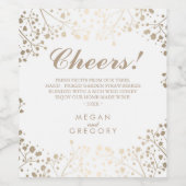 金ゴールドと白い赤ん坊の息エレガント ワインラベル (シングルラベル)