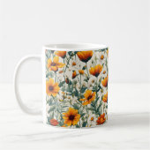 金ゴールドと白い野花 コーヒーマグカップ (左)