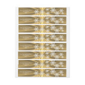 金ゴールドと白い雪の結晶クリスマスの休日 ラップアラウンド宛名ラベル (シート)