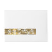 金ゴールドと白い雪の結晶クリスマスの休日 ラップアラウンド宛名ラベル (正面)