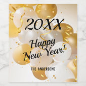 金ゴールドと白い風船のぼり大晦日 ワインラベル (シングルラベル)