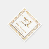 金ゴールドと白が幸いにも後を追うハート・ダイヤモンド スタンダードカクテルナプキン (角)