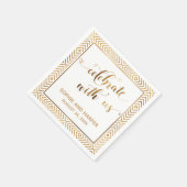 金ゴールドと白と祝米国、ハート・ダイヤモンド スタンダードカクテルナプキン (角)