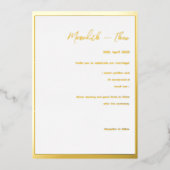 金ゴールドと白のエレガミニマルントウェディングフォイルInvita 箔招待状 (正面)