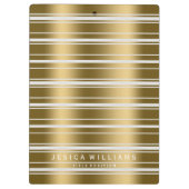 金ゴールドと白のストライプパターン クリップボード (裏面)