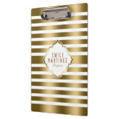 金ゴールドと白のストライプパターン クリップボード (左)