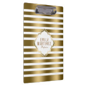 金ゴールドと白のストライプパターン クリップボード (右)
