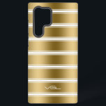 金ゴールドと白のストライプパターン SAMSUNG GALAXY S22 ULTRAケース<br><div class="desc">金ゴールドとストライプ白いパターン。シンプルミニマルデザイン</div>