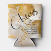 金ゴールドと白のバルーンの応援 缶クーラー (正面)