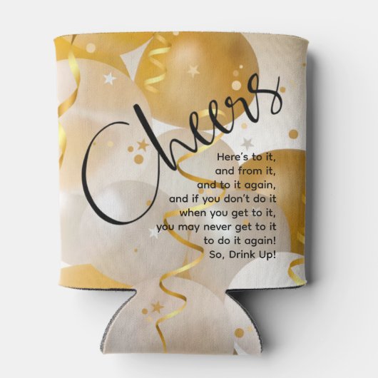 金ゴールドと白のバルーンの応援 缶クーラー (裏面)