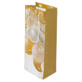 金ゴールドと白のバルーンの誕生日 ワインギフトバッグ (正面アングル)