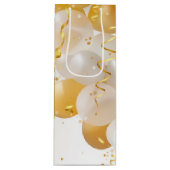 金ゴールドと白のバルーンの誕生日 ワインギフトバッグ (正面)