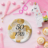 金ゴールドと白のバルーンパーティー ペーパープレート (パーティー)