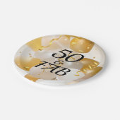 金ゴールドと白のバルーンパーティー ペーパープレート (アングル)