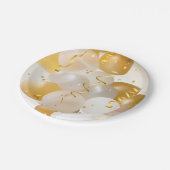 金ゴールドと白のバルーンパーティー ペーパープレート (アングル)