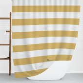 金ゴールドと白のワイドストライプ シャワーカーテン