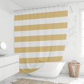 金ゴールドと白のワイドストライプ シャワーカーテン