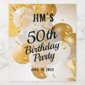 金ゴールドと白の吹き出し紙吹雪 ワインラベル (シングルラベル)