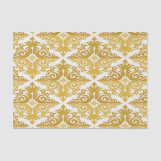 金ゴールドと白の壁紙ダマスク 薄葉紙 (正面)