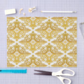 金ゴールドと白の壁紙ダマスク 薄葉紙 (クラフト)