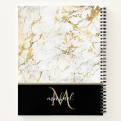 金ゴールドと白の大理石と黒モノグラム ノートブック (裏面)
