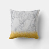 金ゴールドと白の大理石テクスチャ アウトドアクッション (裏面)