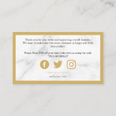 金ゴールドと白の大理石効果お感謝してい客様 エンクロージャーカード (裏面)