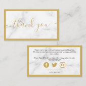金ゴールドと白の大理石効果お感謝してい客様 エンクロージャーカード (正面/裏面)