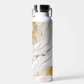 金ゴールドと白の大理石抽象芸術 ウォーターボトル (正面)
