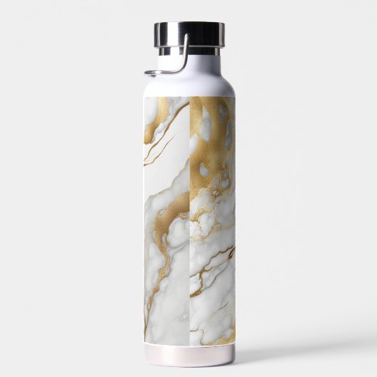 金ゴールドと白の大理石抽象芸術 ウォーターボトル (右面)