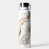 金ゴールドと白の大理石抽象芸術 ウォーターボトル (背面)