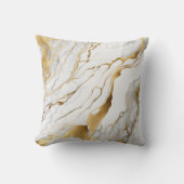 金ゴールドと白の大理石抽象芸術 クッション (正面)
