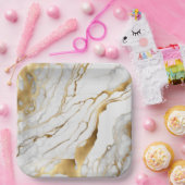 金ゴールドと白の大理石抽象芸術 ペーパープレート (パーティー)