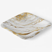 金ゴールドと白の大理石抽象芸術 ペーパープレート (傾斜あり)