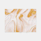 金ゴールドと白の大理石 フリースブランケット (正面(横))
