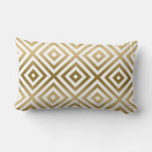 金ゴールドと白の幾何モダンパターン ランバークッション (裏面)