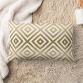 金ゴールドと白の幾何モダンパターン ランバークッション (ブランケット)