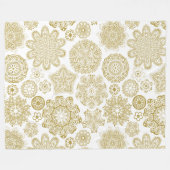 金ゴールドと白の幾何学模様 フリースブランケット (正面(横))