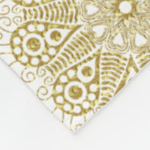 金ゴールドと白の幾何学模様 フリースブランケット (角)