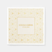 金ゴールドと白の幾何学的アールデコ スタンダードカクテルナプキン (正面)