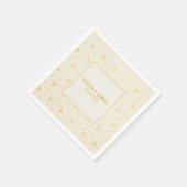 金ゴールドと白の幾何学的アールデコ スタンダードカクテルナプキン (角)