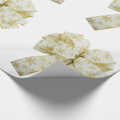 金ゴールドと白の弓のラッピング紙 ラッピングペーパー (角)