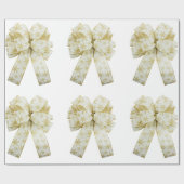 金ゴールドと白の弓のラッピング紙 ラッピングペーパー (フラット)