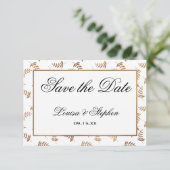 金ゴールドと白の日付カードの保存 セーブザデート (スタンド正面)