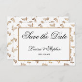 金ゴールドと白の日付カードの保存 セーブザデート (正面/裏面)