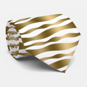 金ゴールドと白の波状のストライプパターン ネクタイ (ロール)