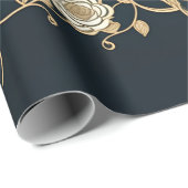 金ゴールドと白の花ターコイズと黒 ラッピングペーパー (ロールコーナー)