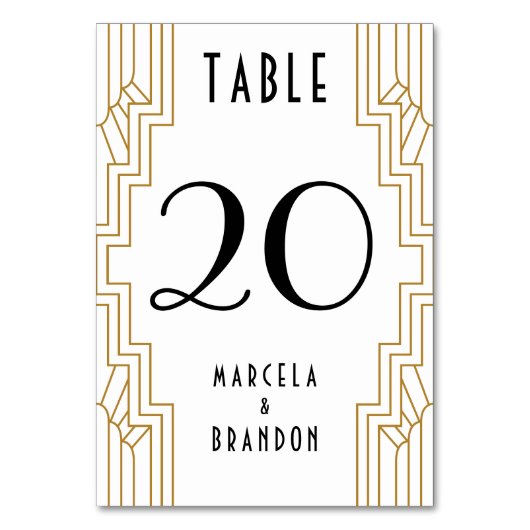 金ゴールドと白の表番号カード テーブルナンバー (正面)
