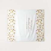 金ゴールドと白の輝きのブライダルシャワーの背景 タペストリー (正面(横))