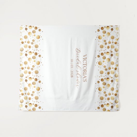 金ゴールドと白の輝きのブライダルシャワーの背景 タペストリー (正面(横))